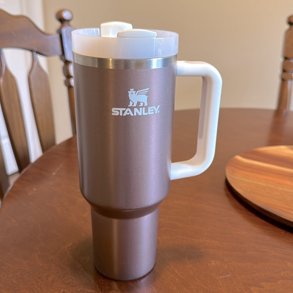 Stanley Tumbler, rose gold and cream, 40 oz, with straw, great condition!